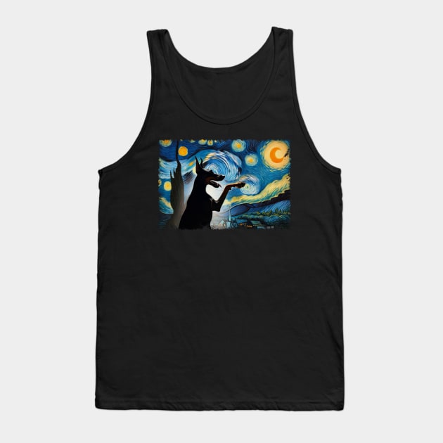 Doberman Pinscher Dog Starry Night Statement Tee for Dog Enthusiasts Tank Top by Kleurplaten kind